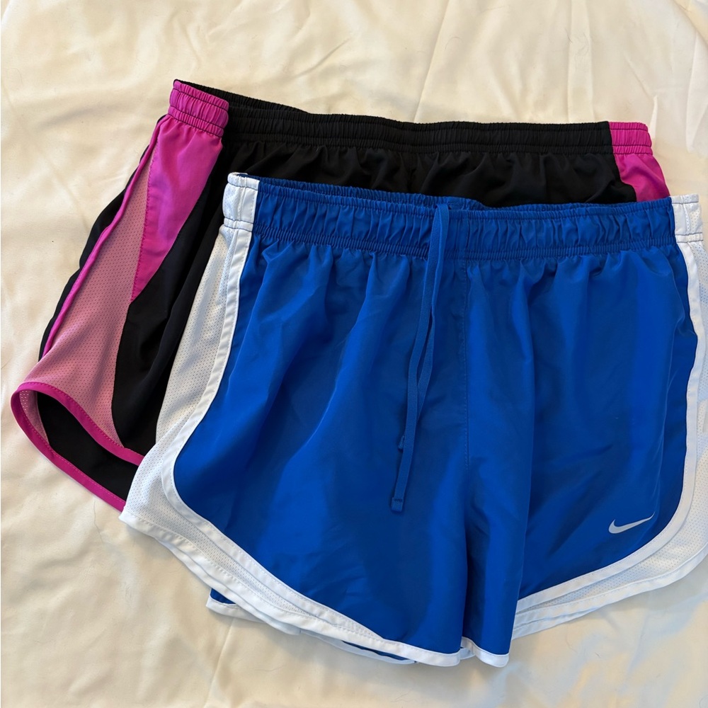 Nike Dri-FIT Women Large  Athletic Shorts Colorblock Elastic Waist SET of 2